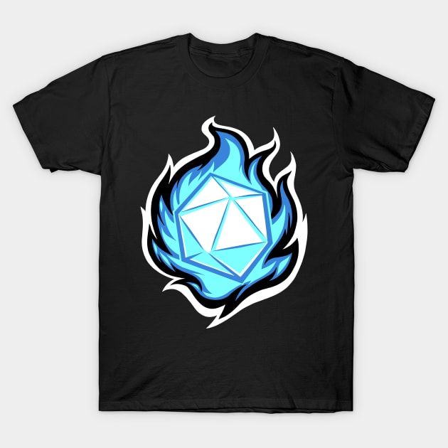 Flaming d20 V4 T-Shirt by d20Monkey